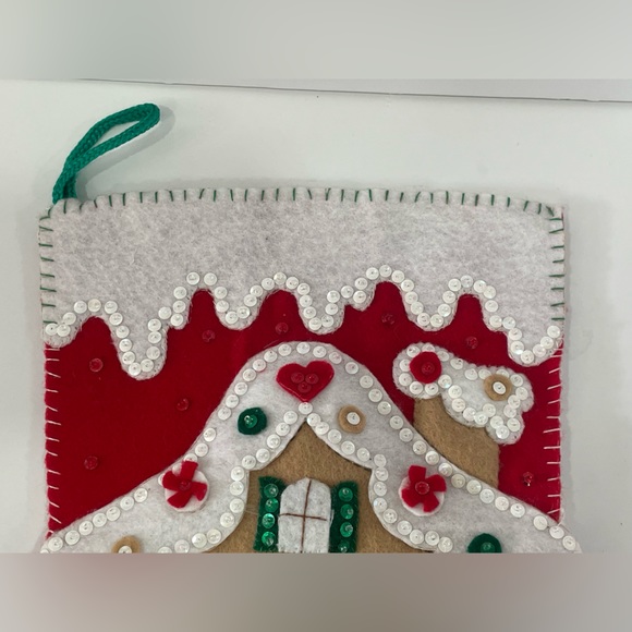 Bucilla 18” Felt Christmas Stocking “Gingerbread House” 85102 Completed - Picture 2 of 8